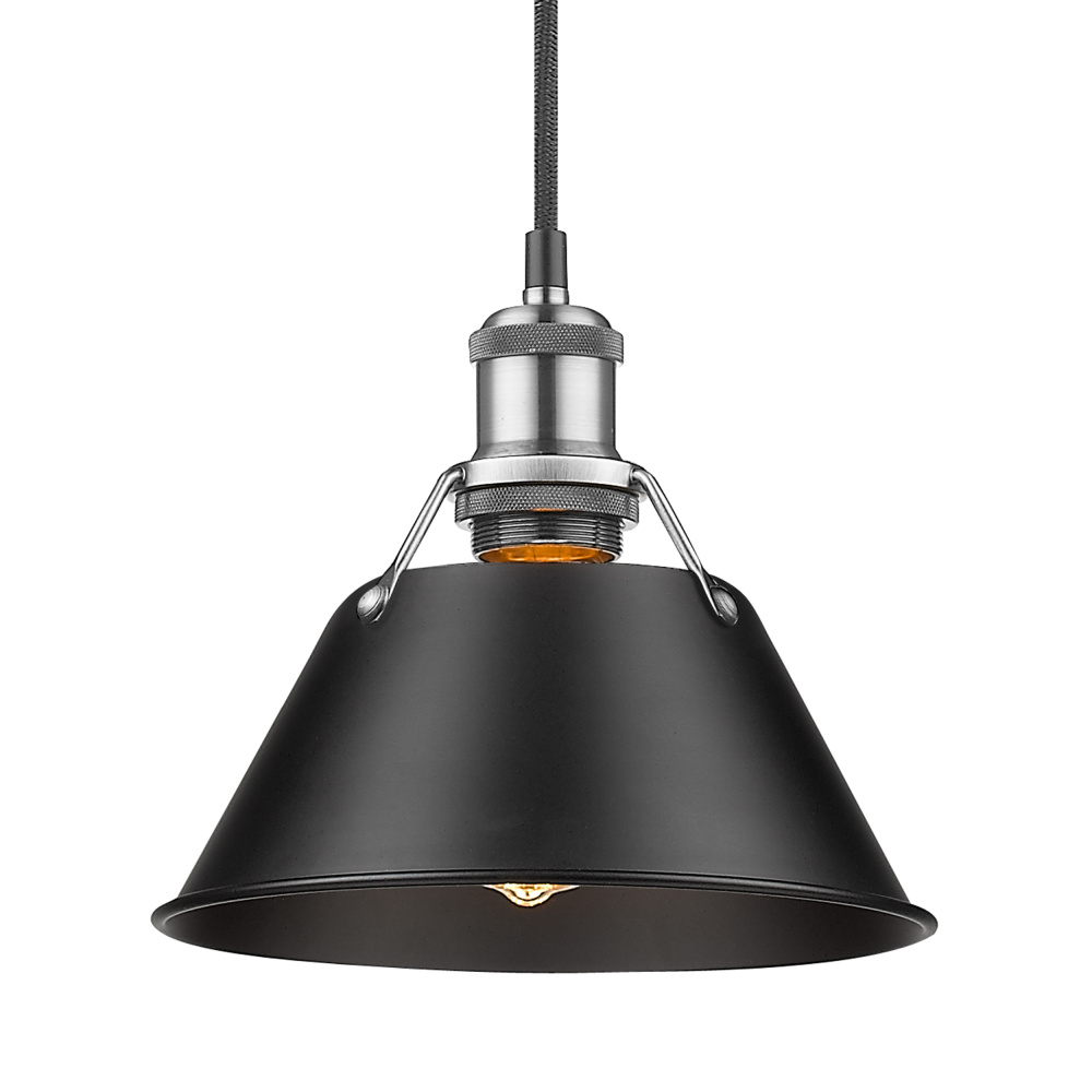 Yep by Golden Lighting Orwell 1-light 8in Pendant in Pewter and Matte Black shade